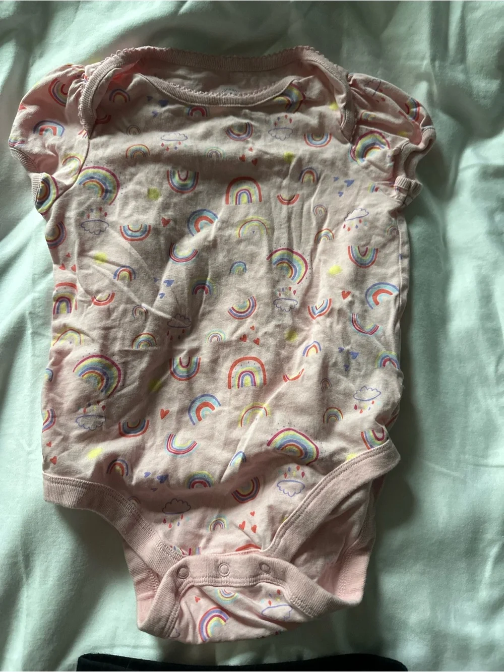 Baby Gap Pink Rainbow Baby Onesie with Black Baby Shorts